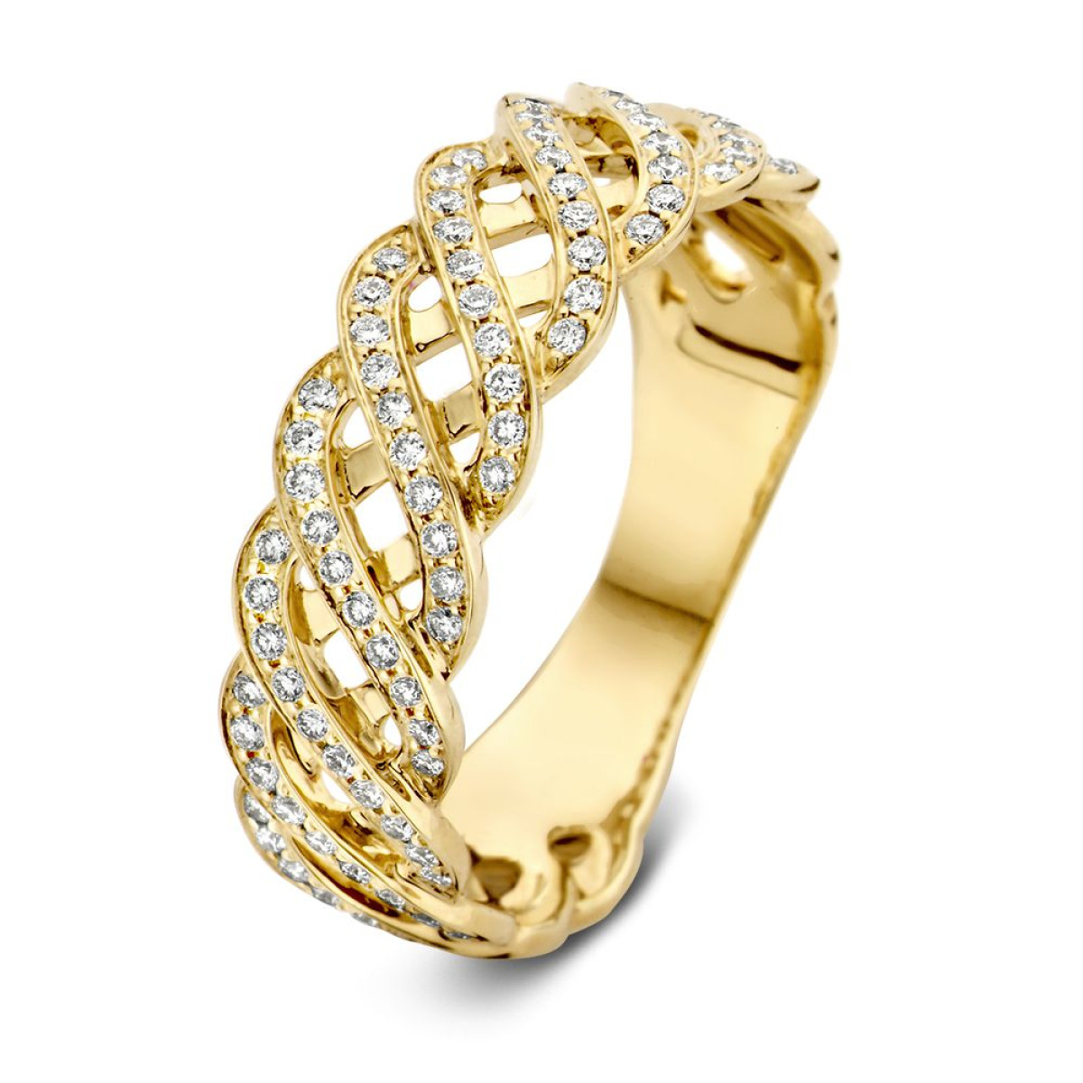 Stijlvolle schakelring van 6.7 mm met diamanten 0.35 crt