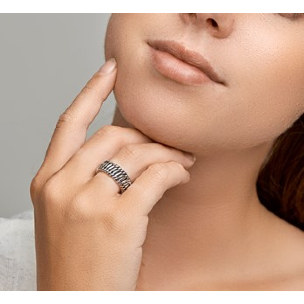 Stoere zilveren ring geoxideerd
