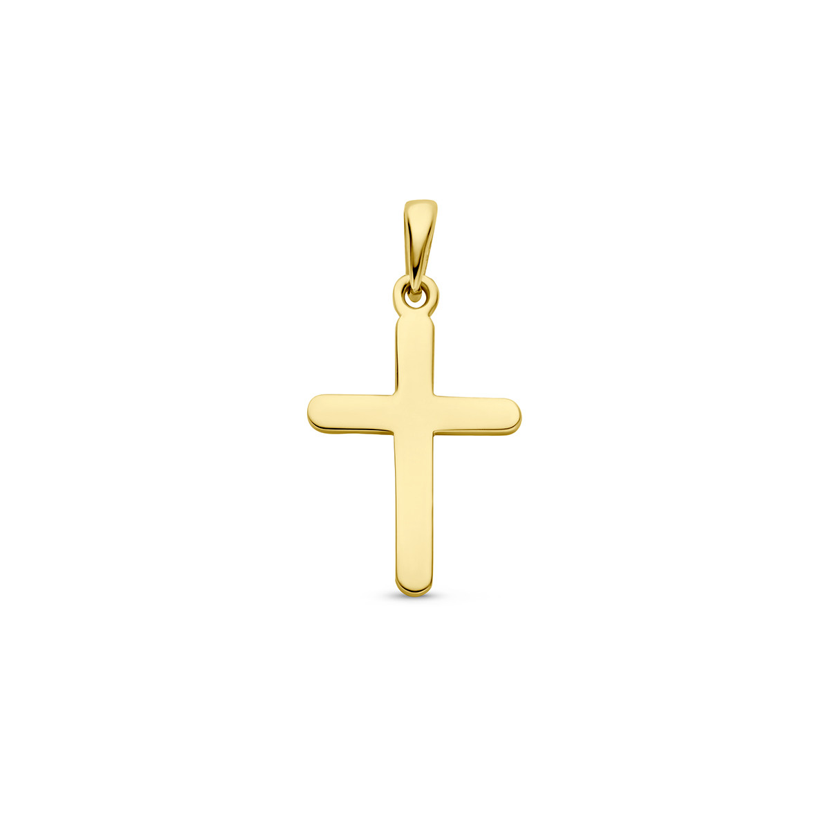 Strak en glad 14-karaat gouden kruisje - 11.5 mm x 18 mm