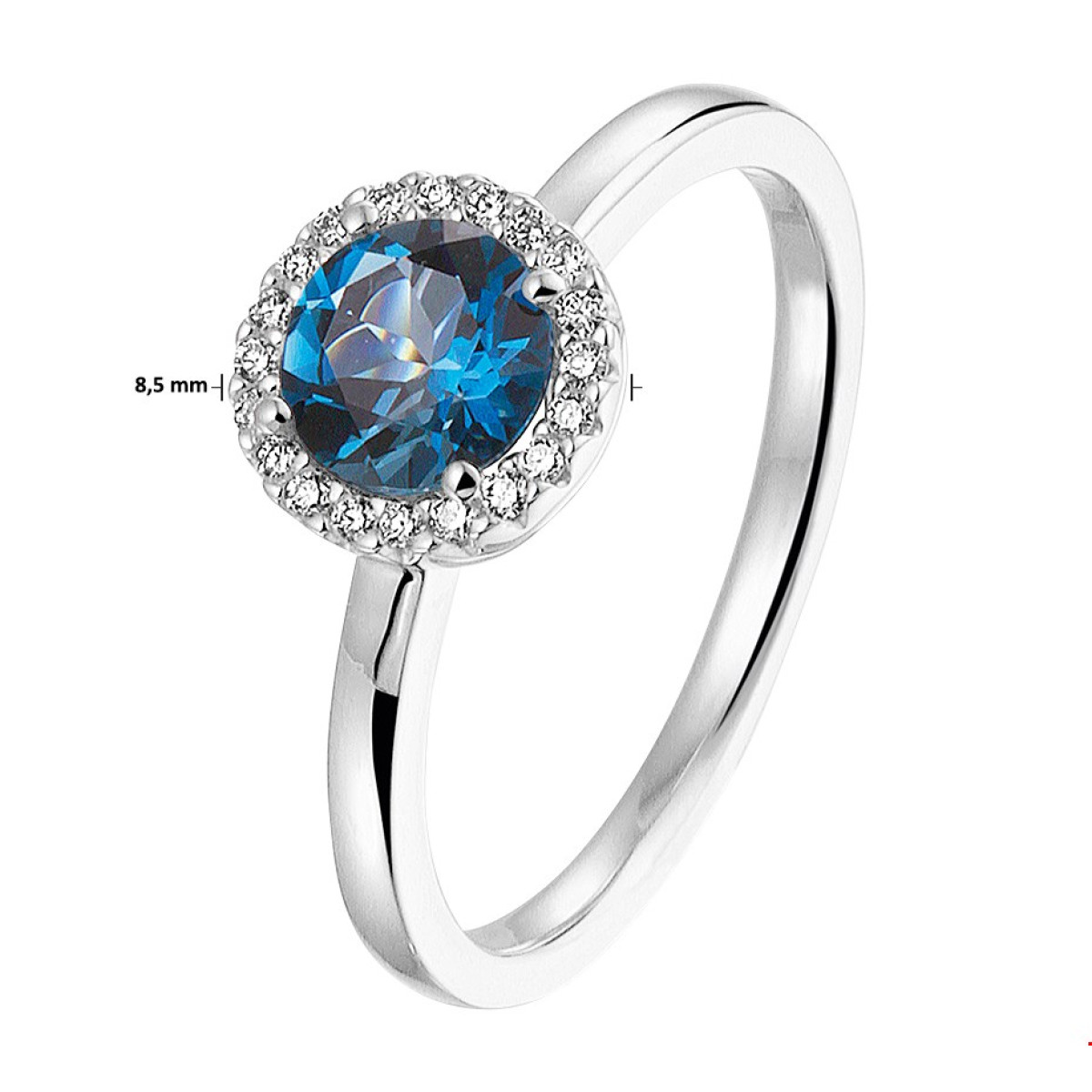 Topaas met diamant edelsteen ring witgoud