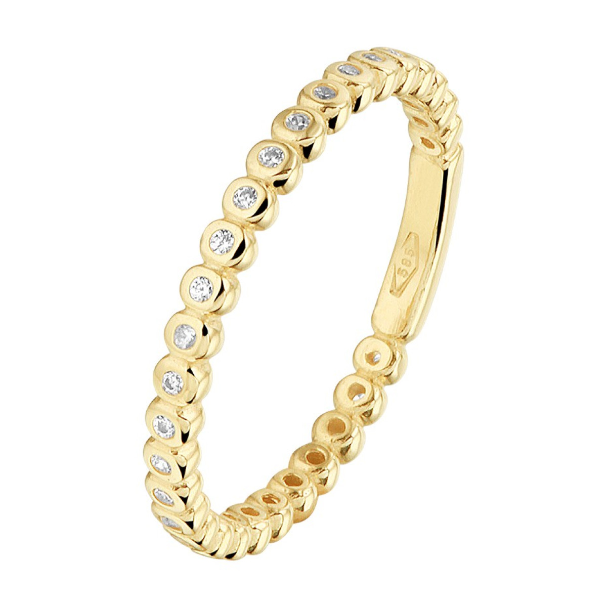 Trendy aanschuifring goud van 2 mm met zirkonia