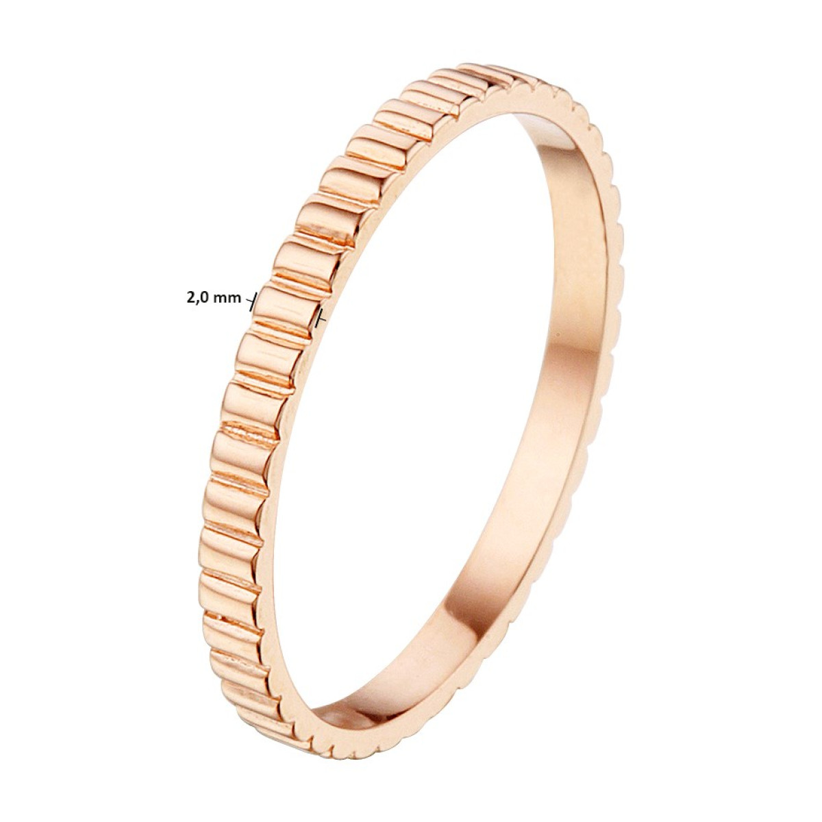 Trendy roségouden aanschuifring van 2 mm
