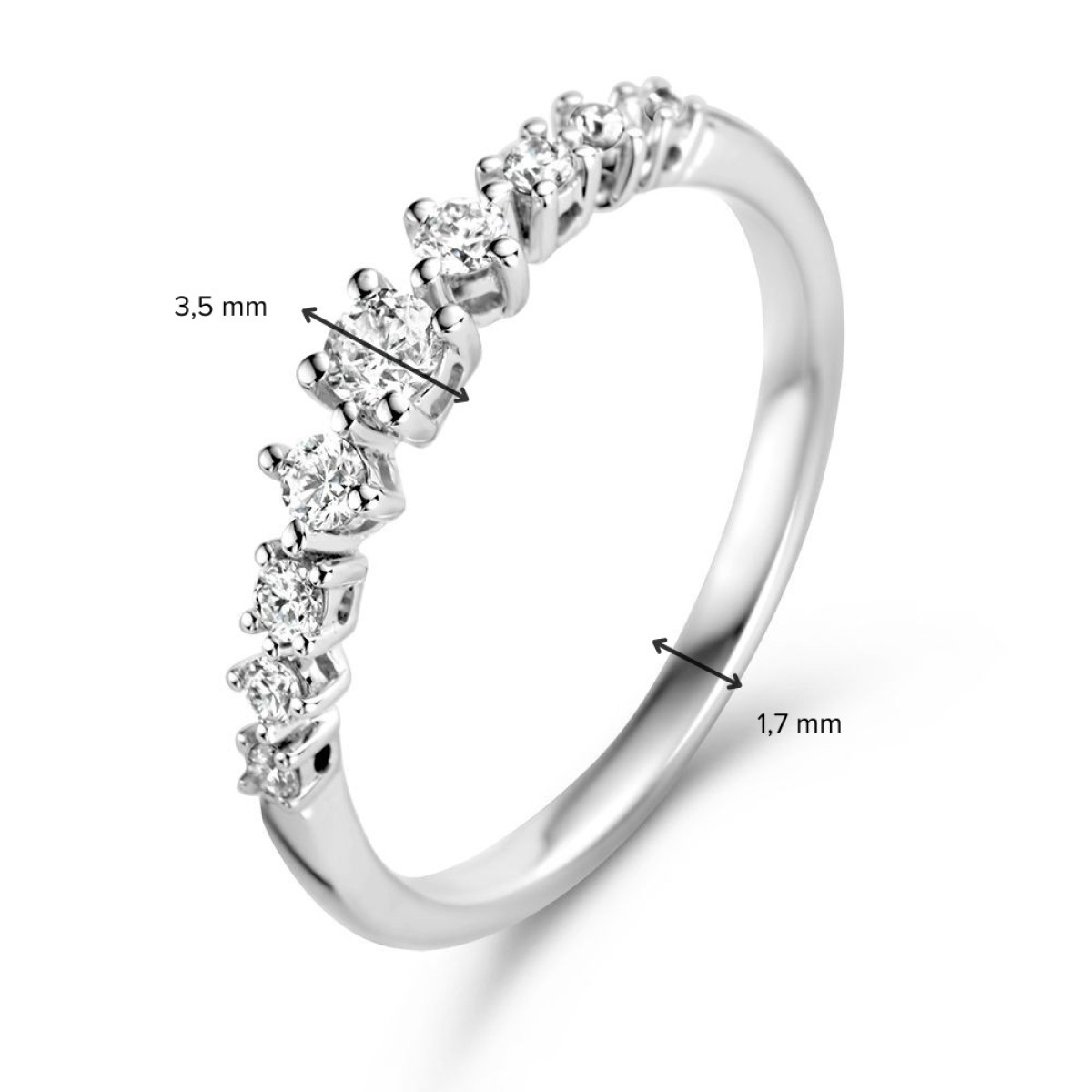 Unieke witgouden aanschuifring met diamanten 0.32 crt van 3.5 mm breed