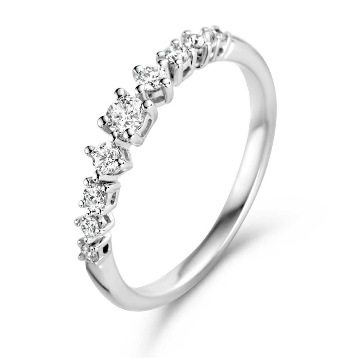 Unieke witgouden aanschuifring met diamanten 0.32 crt van 3.5 mm breed