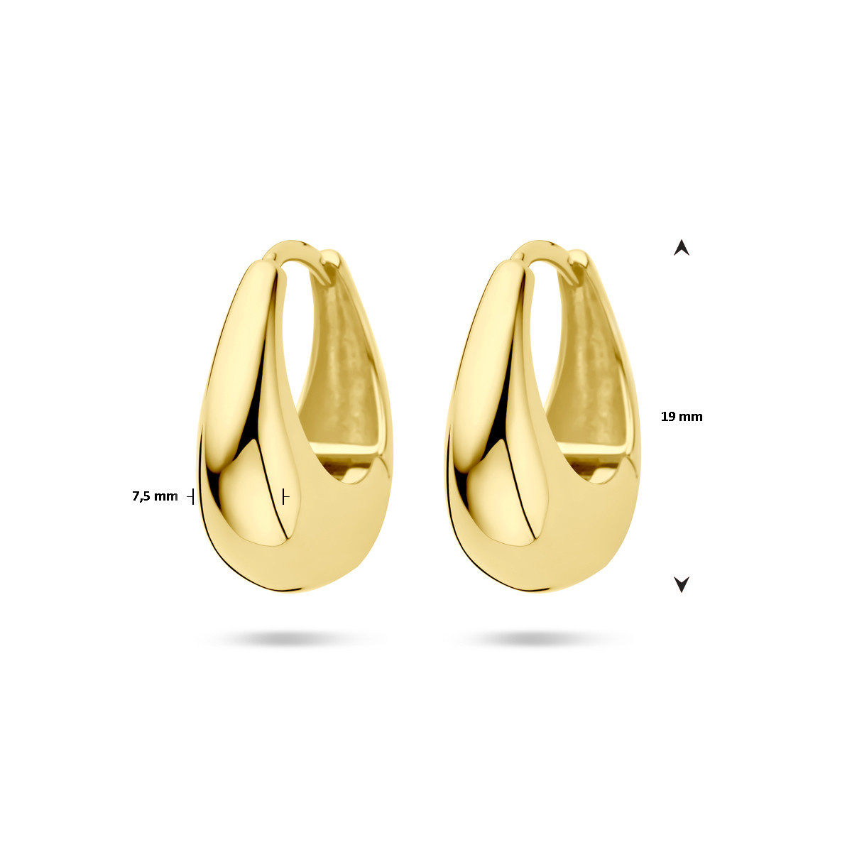 Vergulde klapoorringen 7.5 mm breed - Diameter 19 mm