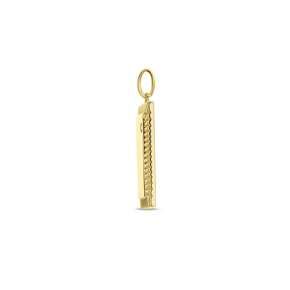 Vierkante gouden graveerhanger met rand en diamant 0.01 crt - 10 mm x 15 mm