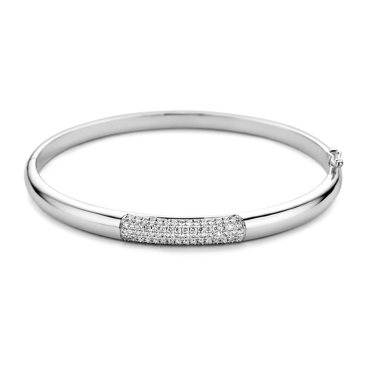 Witgouden bangle met pavé gezet diamant 0.72 crt