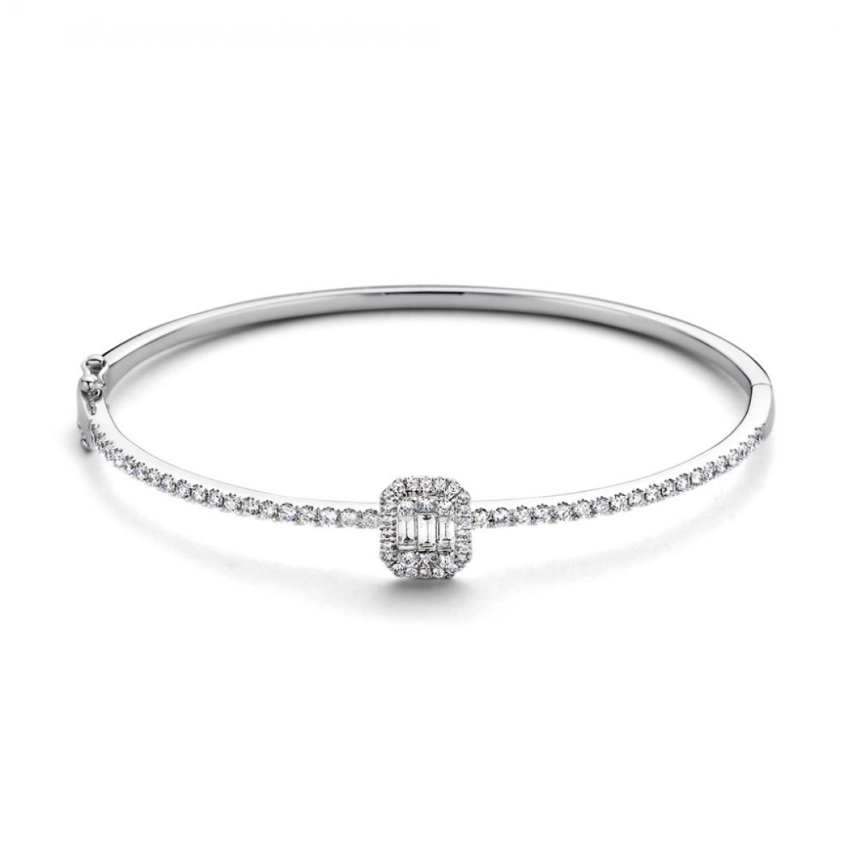 Witgouden bangle met schitterende diamanten 1.18 crt