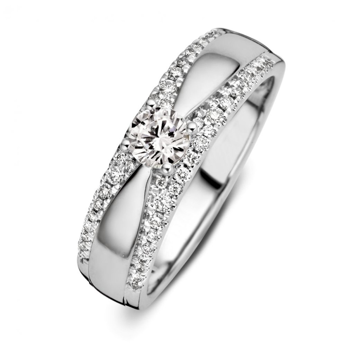Witgouden damesring met prachtige diamanten 0.52 crt.