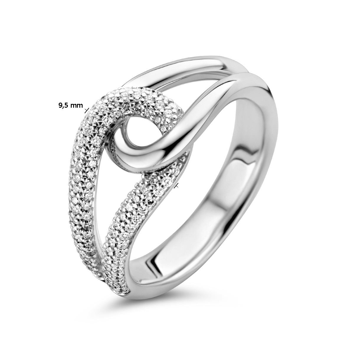 Witgouden gedraaide ring met  diamanten 0.29 crt