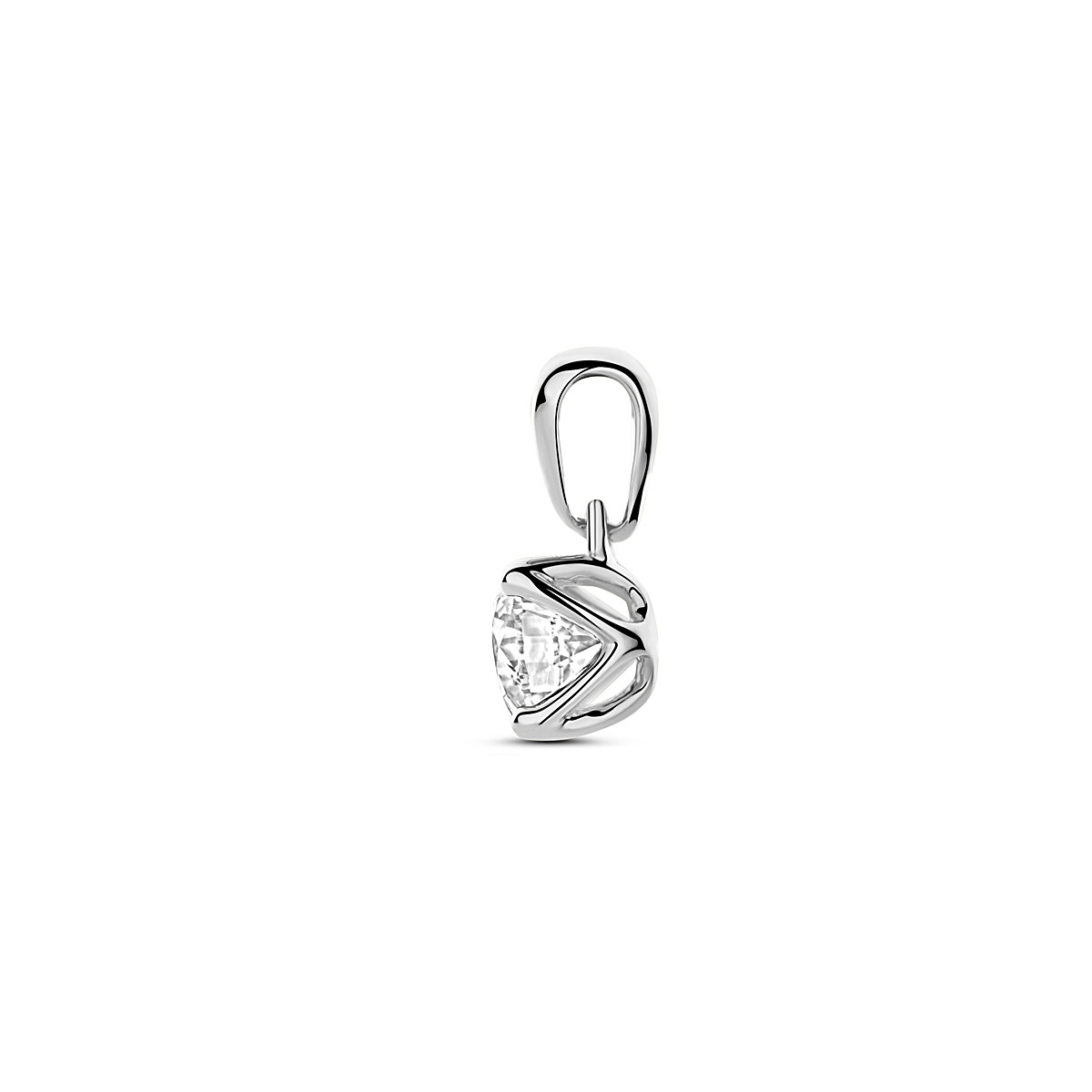 Witgouden hanger 14-karaat met briljant geslepen lab grown diamant 0.5 crt 5 mm breed - Hoogte 10 mm