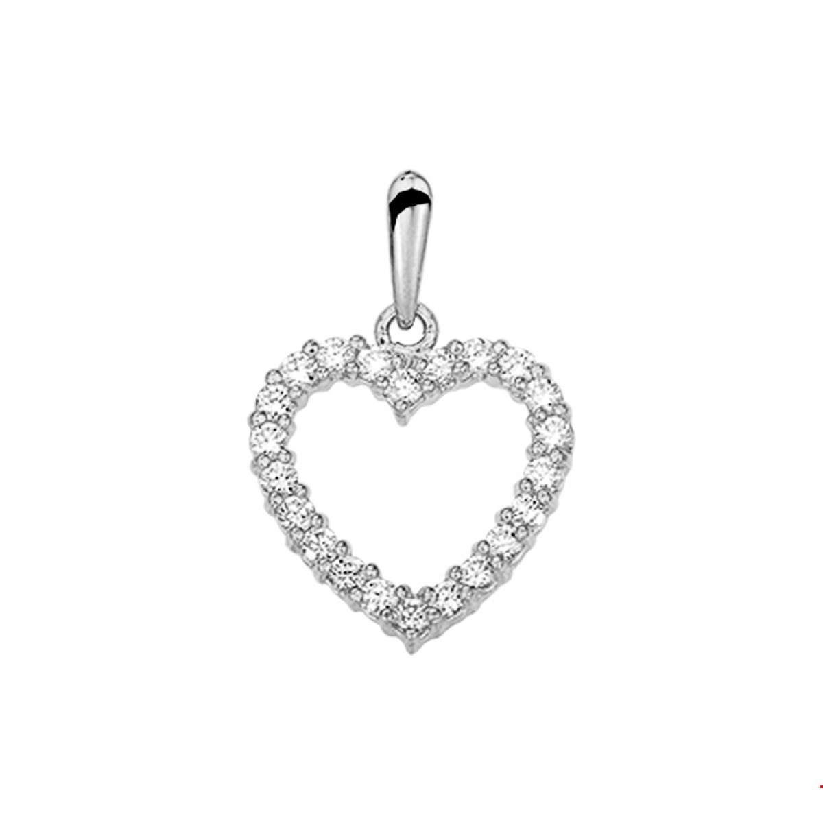 Witgouden hanger hart 13 mm zirkonia
