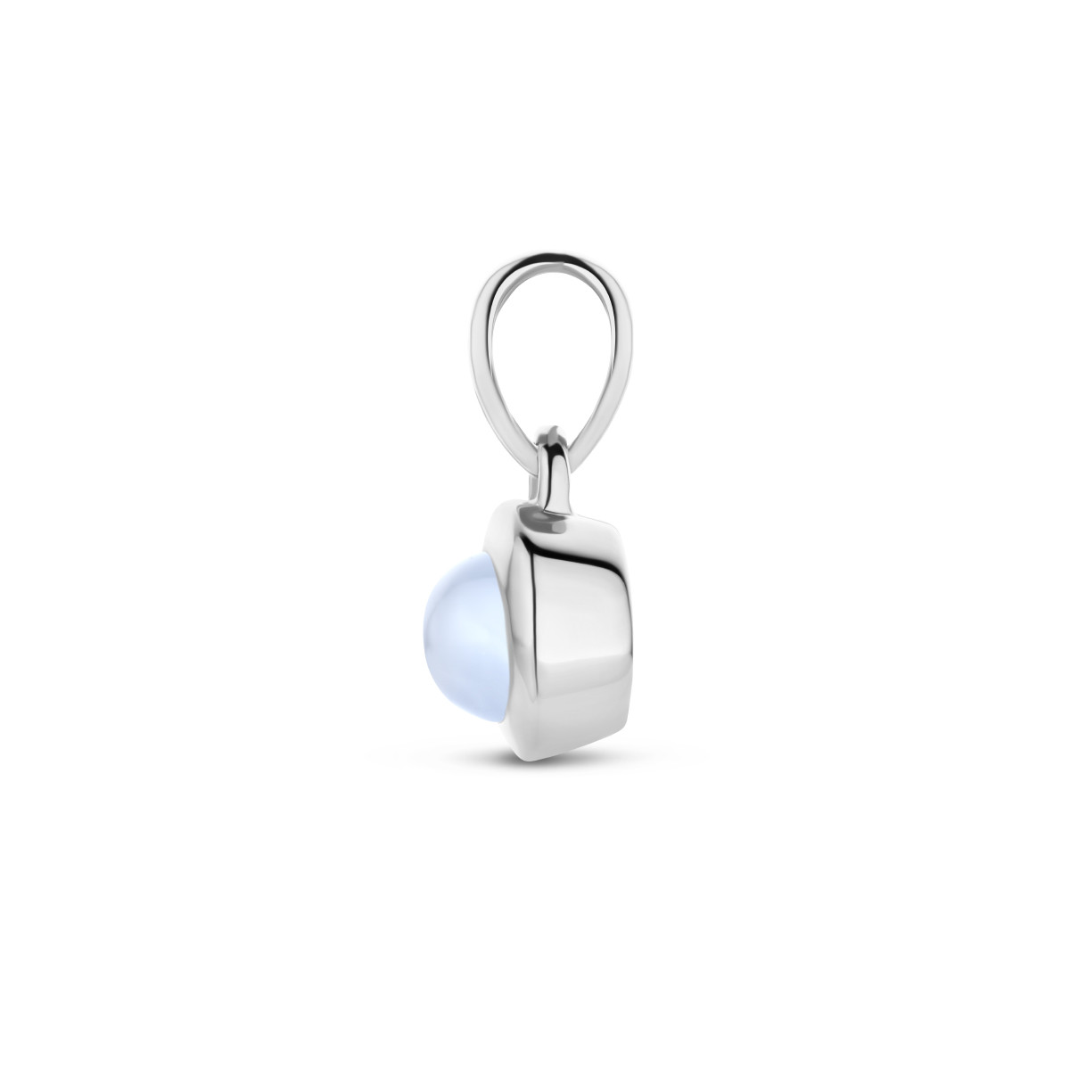 Witgouden hanger met chalcedoon - 7.5 mm x 15 mm