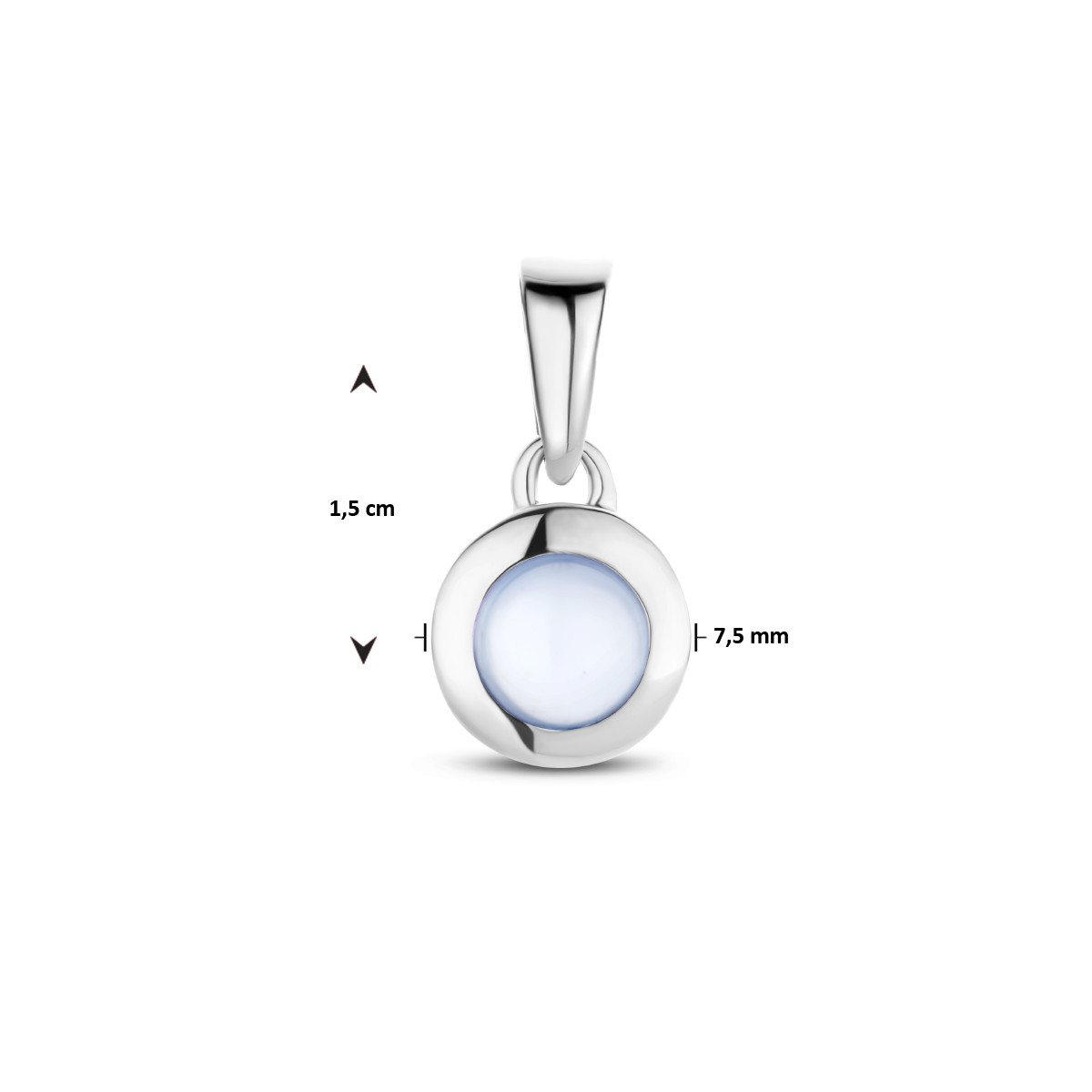 Witgouden hanger met chalcedoon - 7.5 mm x 15 mm