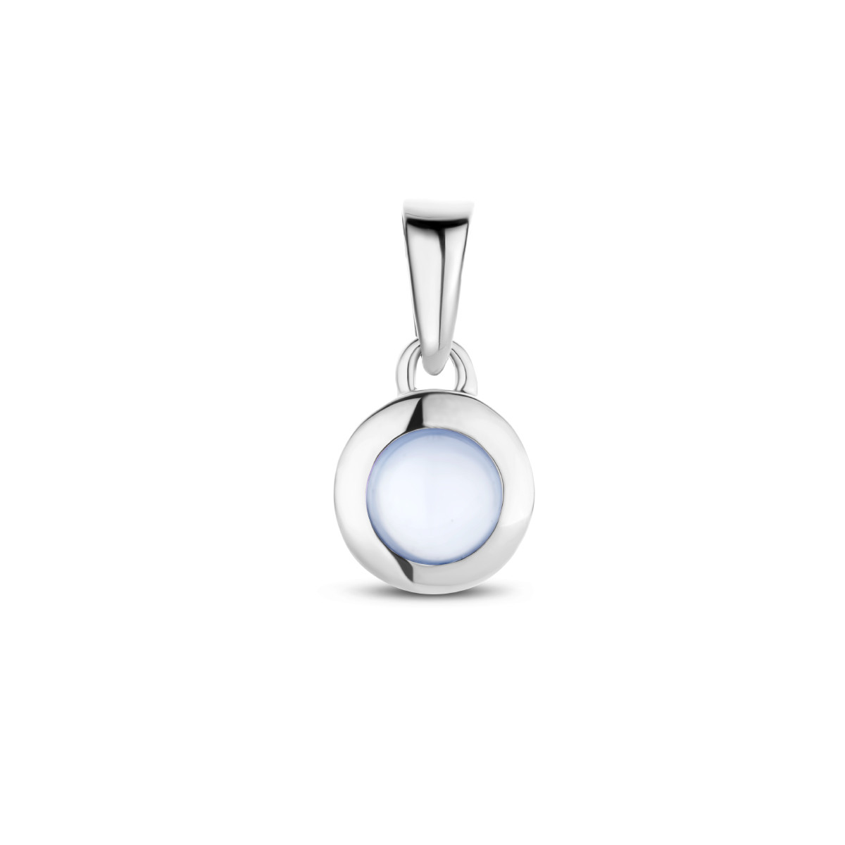 Witgouden hanger met chalcedoon - 7.5 mm x 15 mm