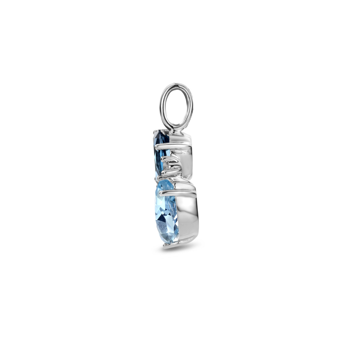 Witgouden hanger met londen blue topaas, blauwe topaas en diamant
