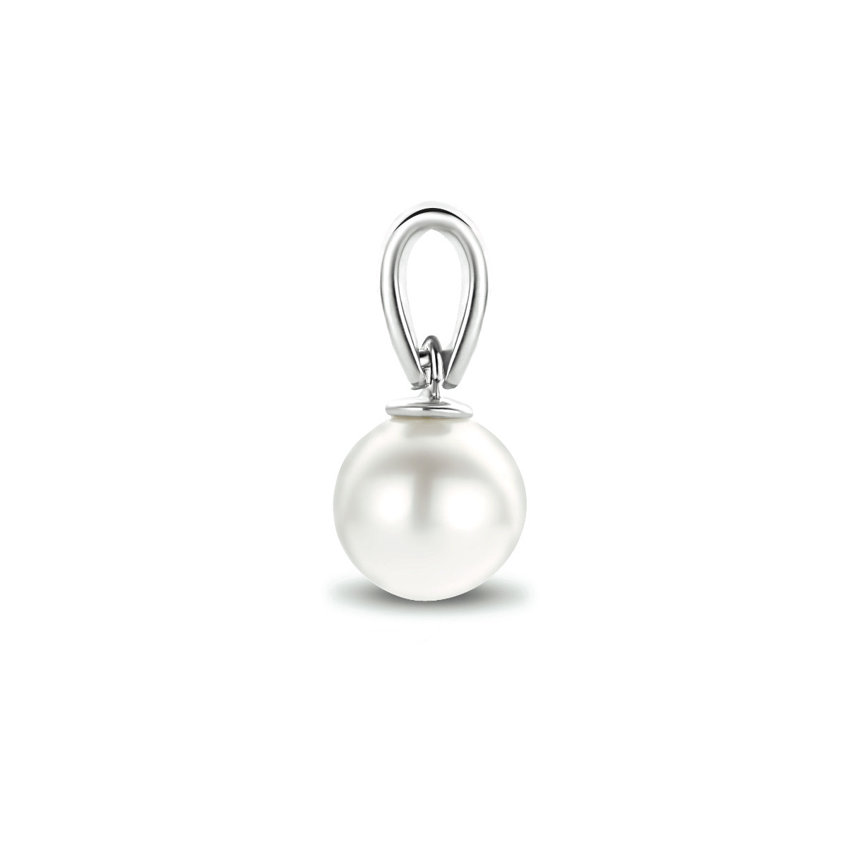 Witgouden hanger met parel - Diameter 6 mm