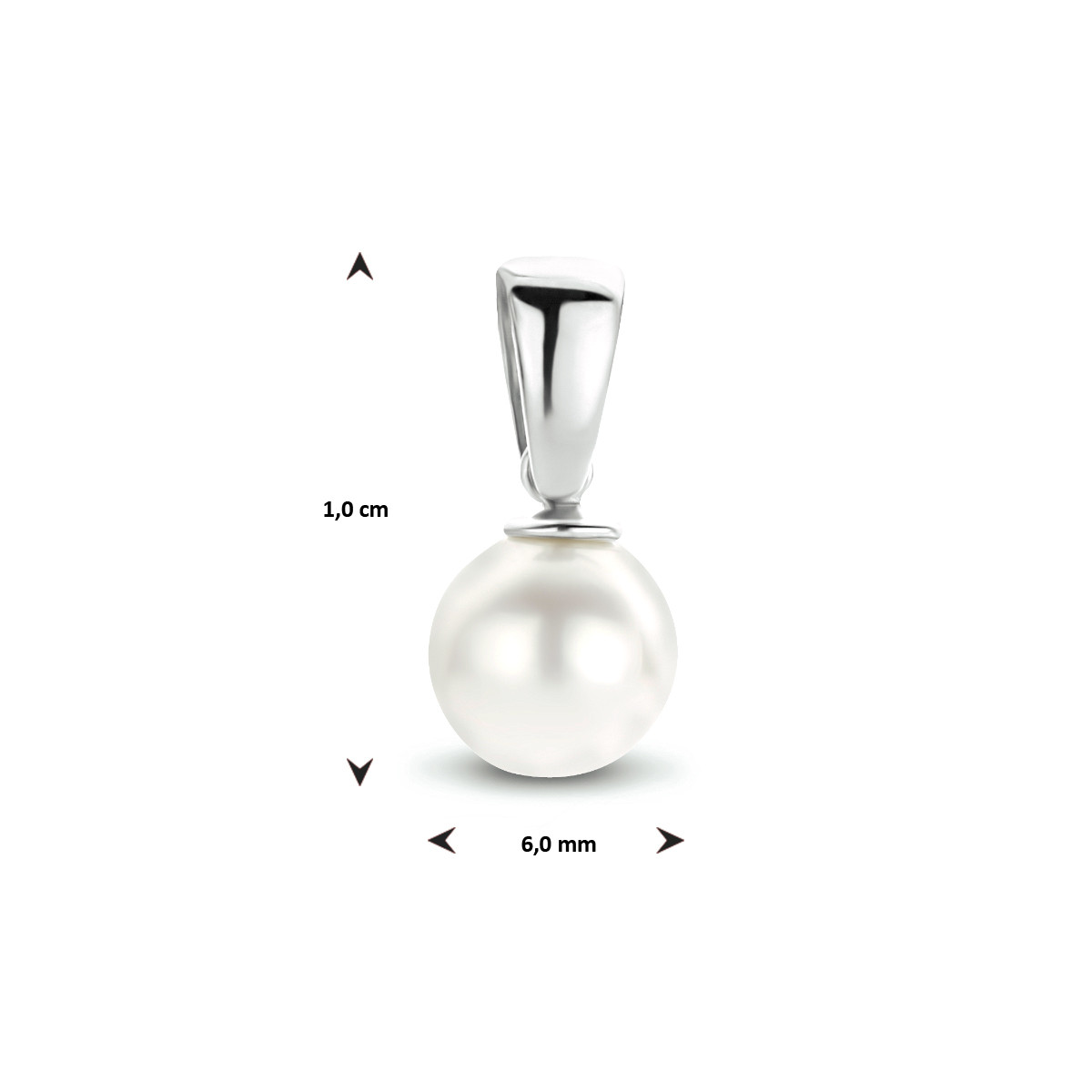 Witgouden hanger met parel - Diameter 6 mm