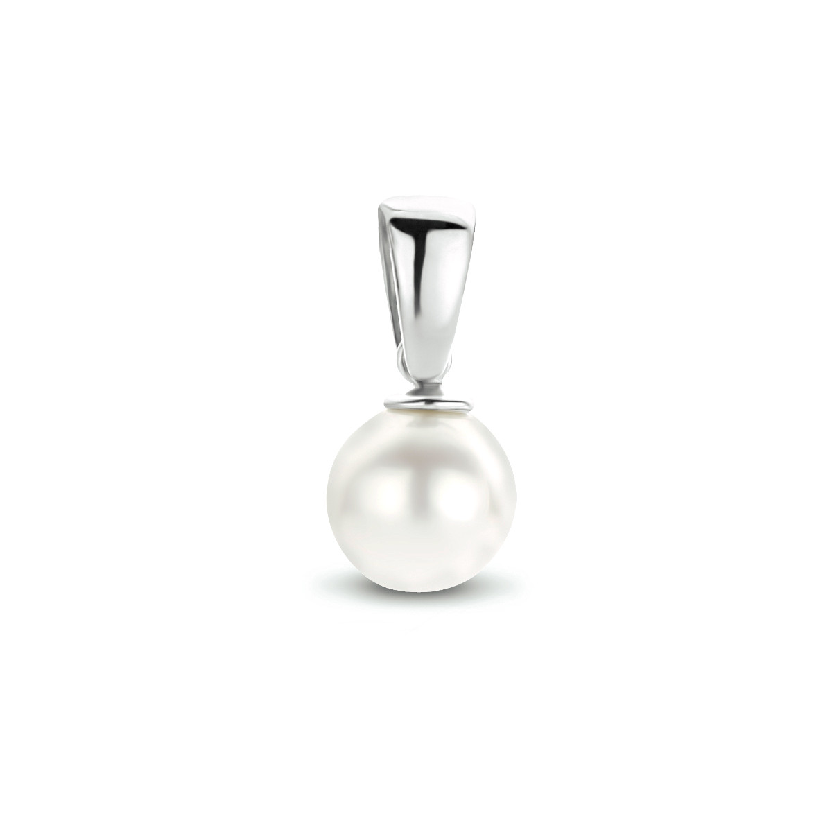 Witgouden hanger met parel - Diameter 6 mm