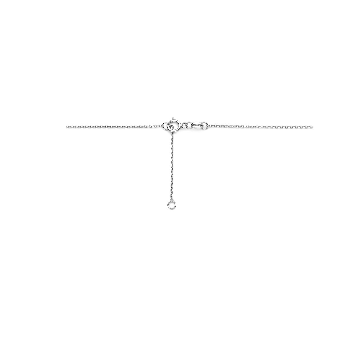 Witgouden ketting met open cirkel met diamant 0.08 crt - Lengte 42-45 cm