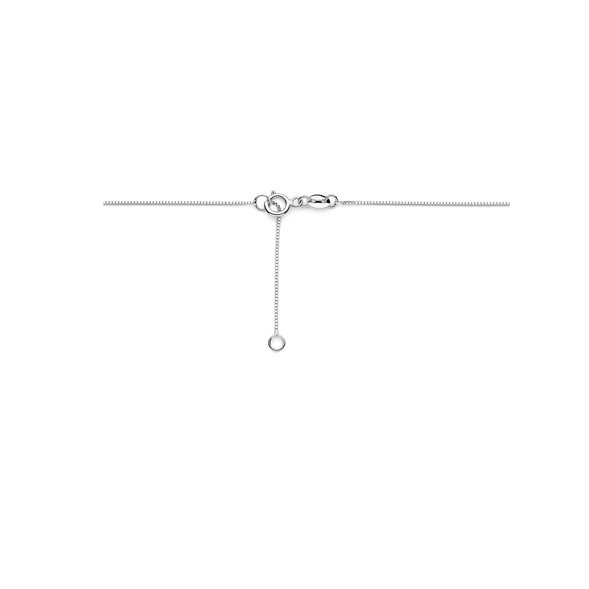 Witgouden ketting met ronde hanger met diamant 0.05 crt - Lengte 42-45 cm