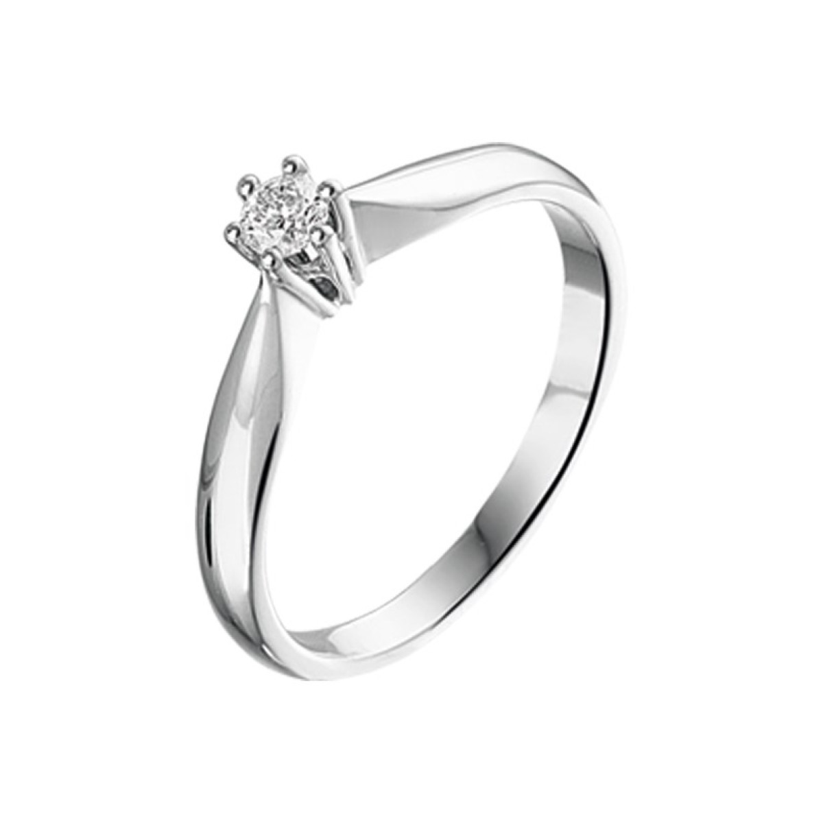 Witgouden ring diamant 0.1 crt