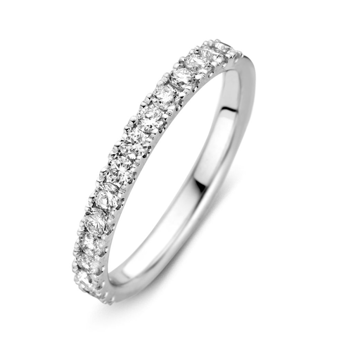Witgouden ring diamant halfrondom kasteelzetting 0.52 crt.
