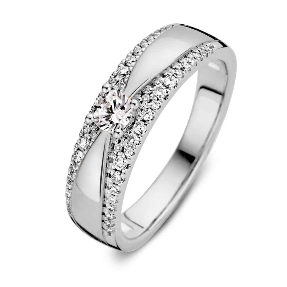 Witgouden ring met briljant geslepen diamanten 0.50 crt.