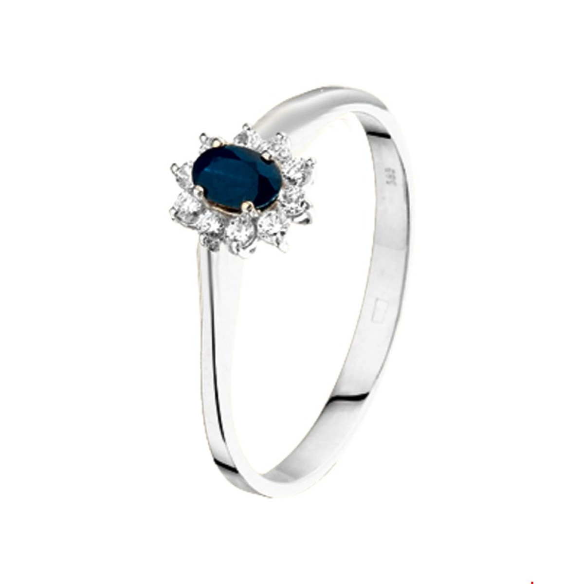 Witgouden ring met edelsteen saffier 7 mm