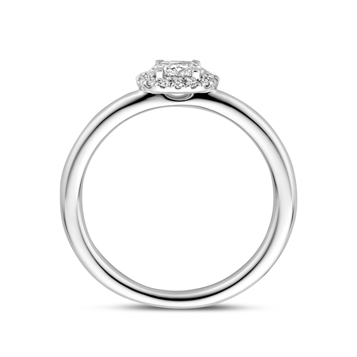 Witgouden ring met ovaal en briljant geslepen diamanten 0.29 crt 6 mm breed