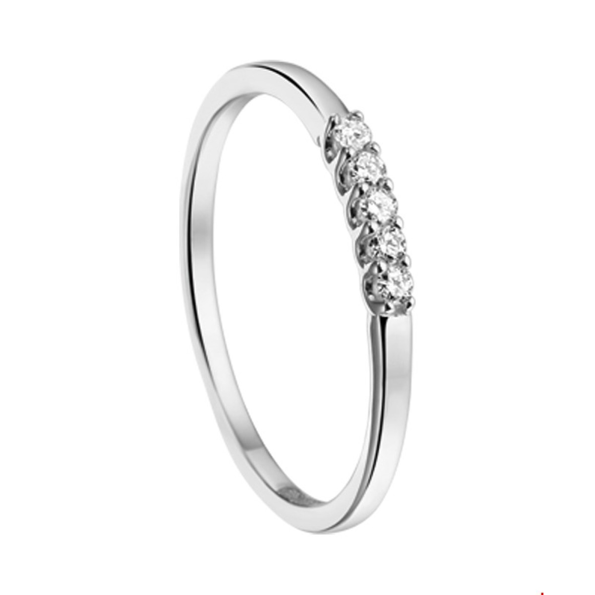 Witgouden ring met vijf diamanten