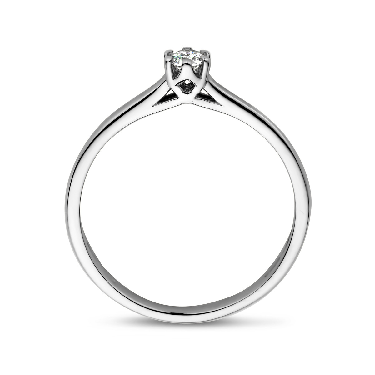 Witgouden ring solitair met diamant 0.10 crt 4 mm