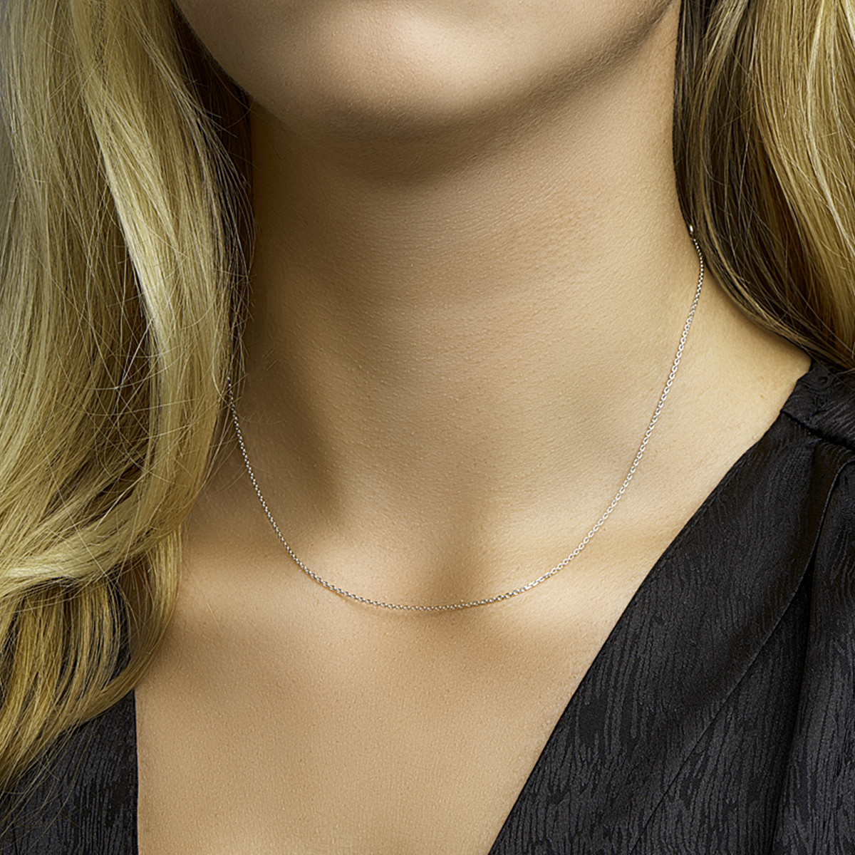 Witgouden schakelketting anker 1.1 mm