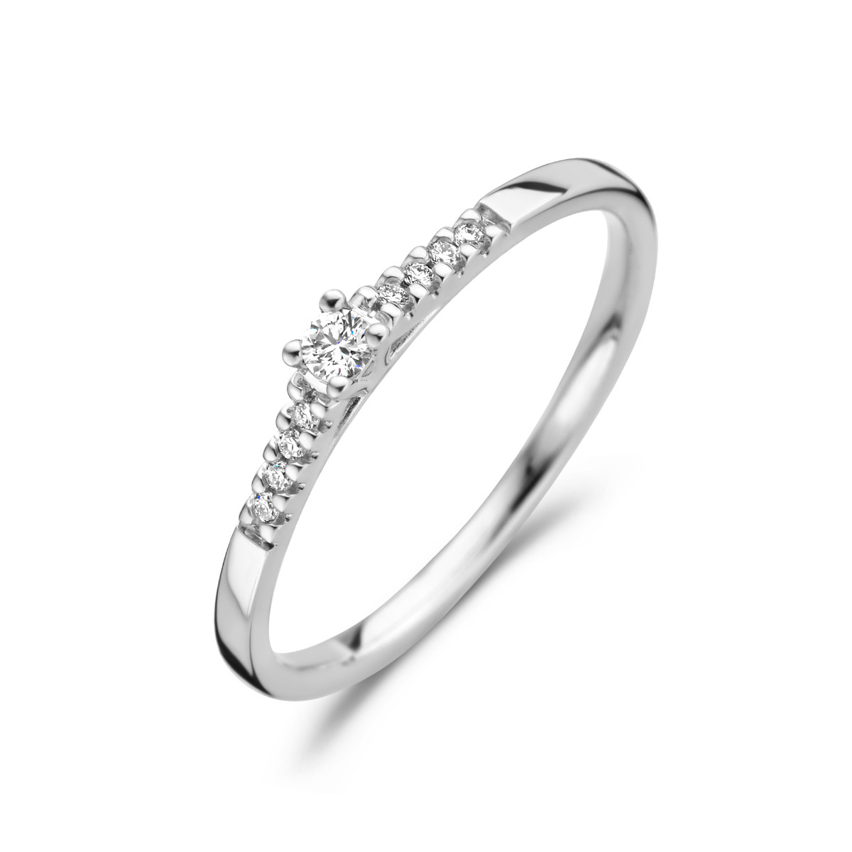Witgouden solitair ring met diamanten 0.07 crt 2.4 mm