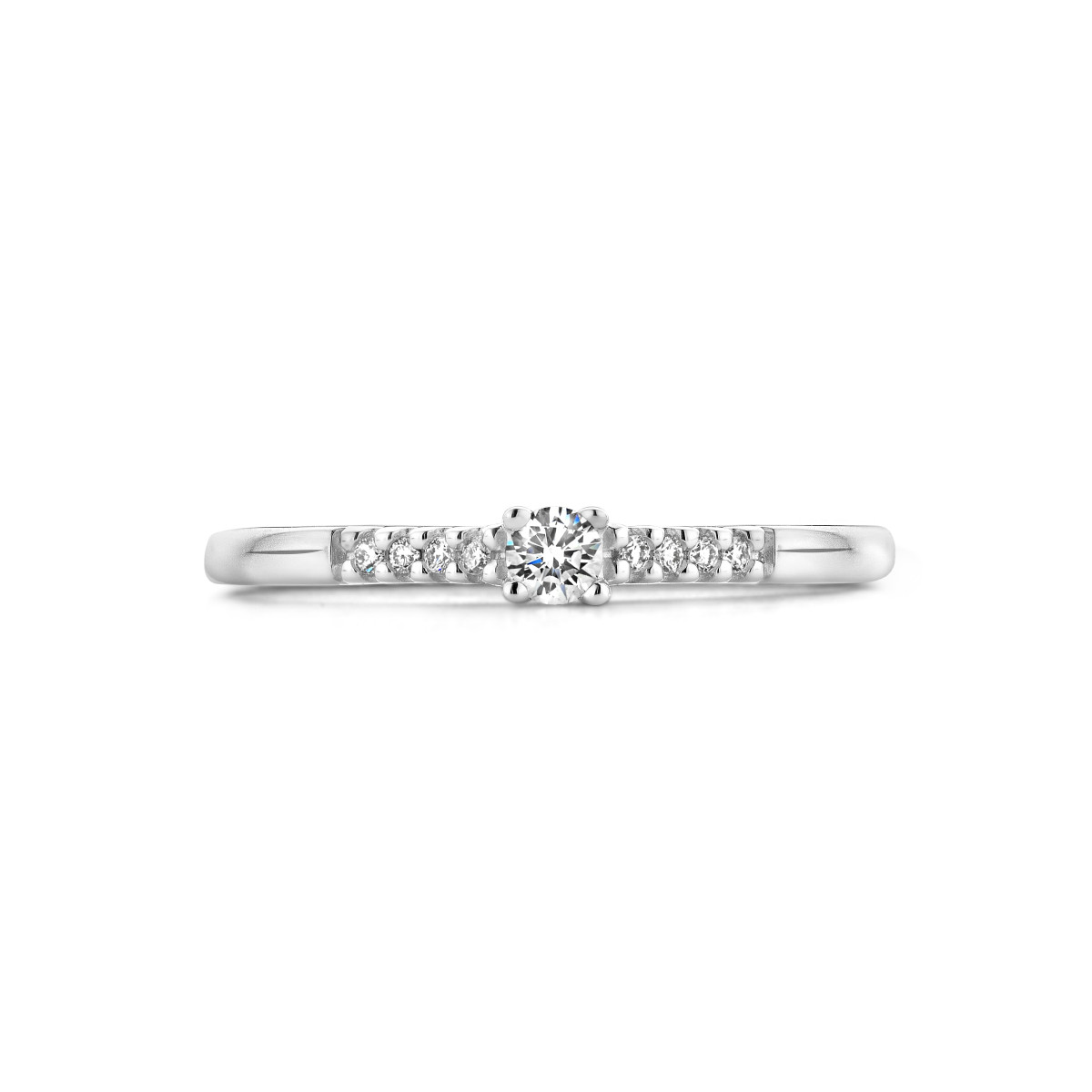 Witgouden solitair ring met diamanten 0.07 crt 2.6 mm