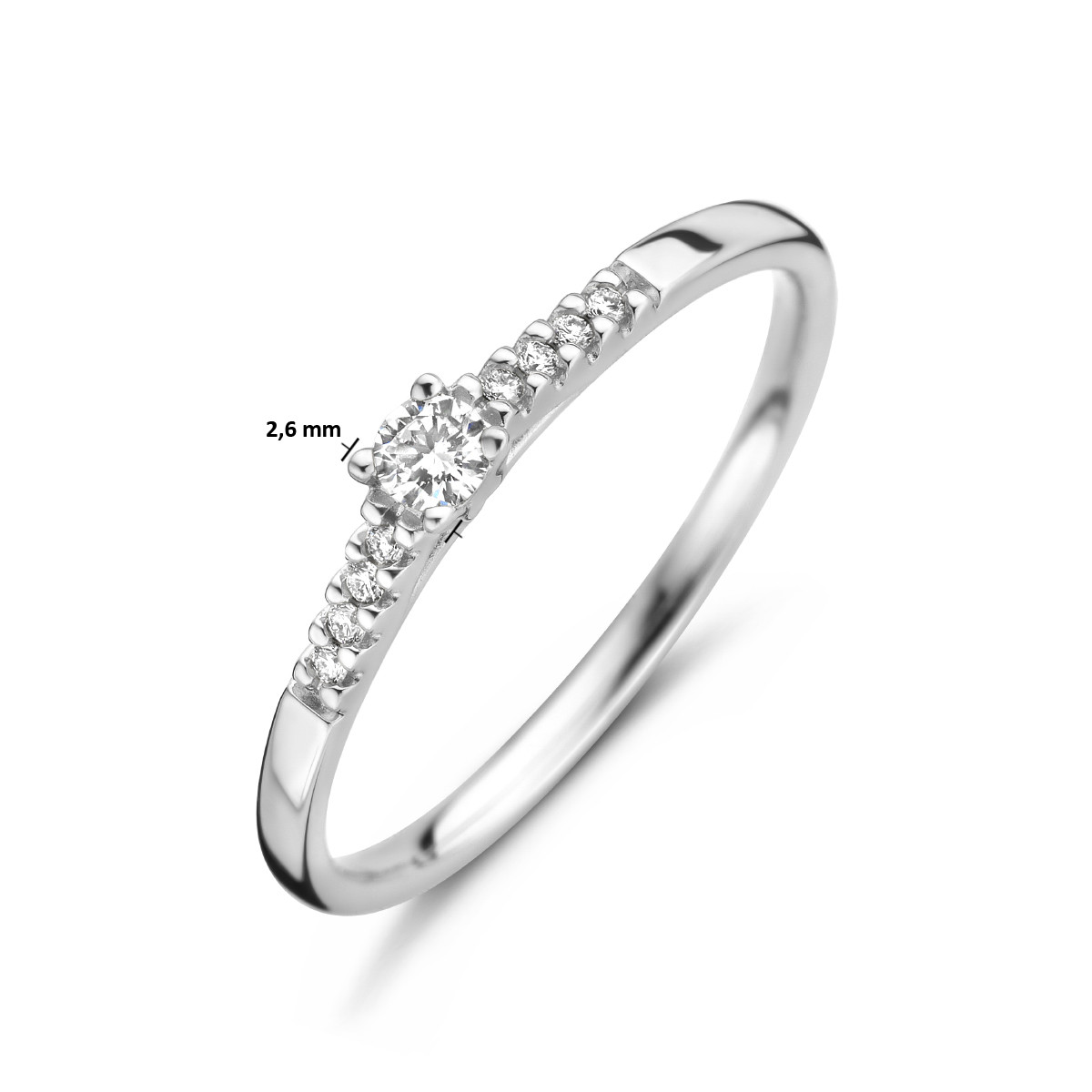 Witgouden solitair ring met diamanten 0.07 crt 2.6 mm