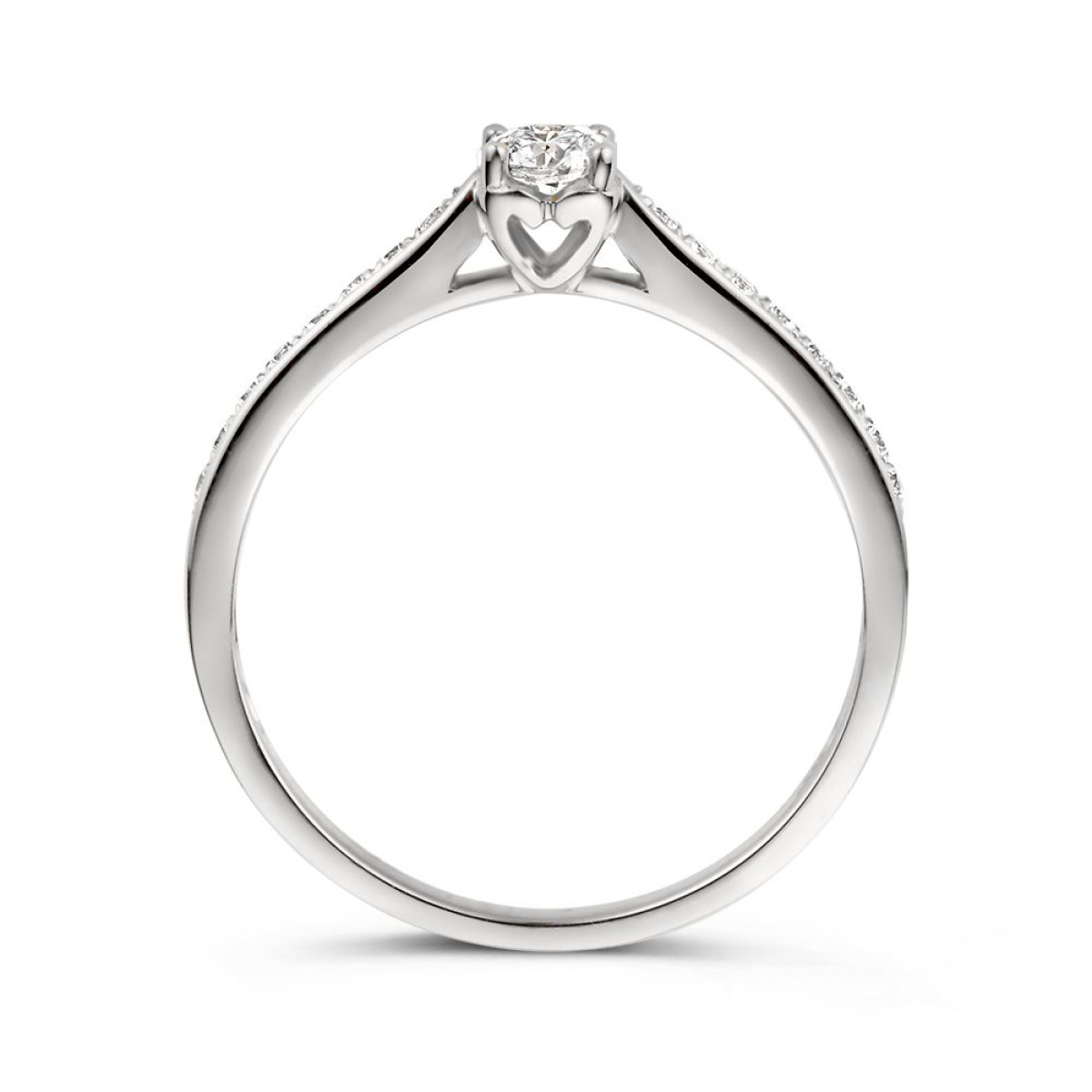 Witgouden solitair ring met zirkonia steen van 4.4 mm breed