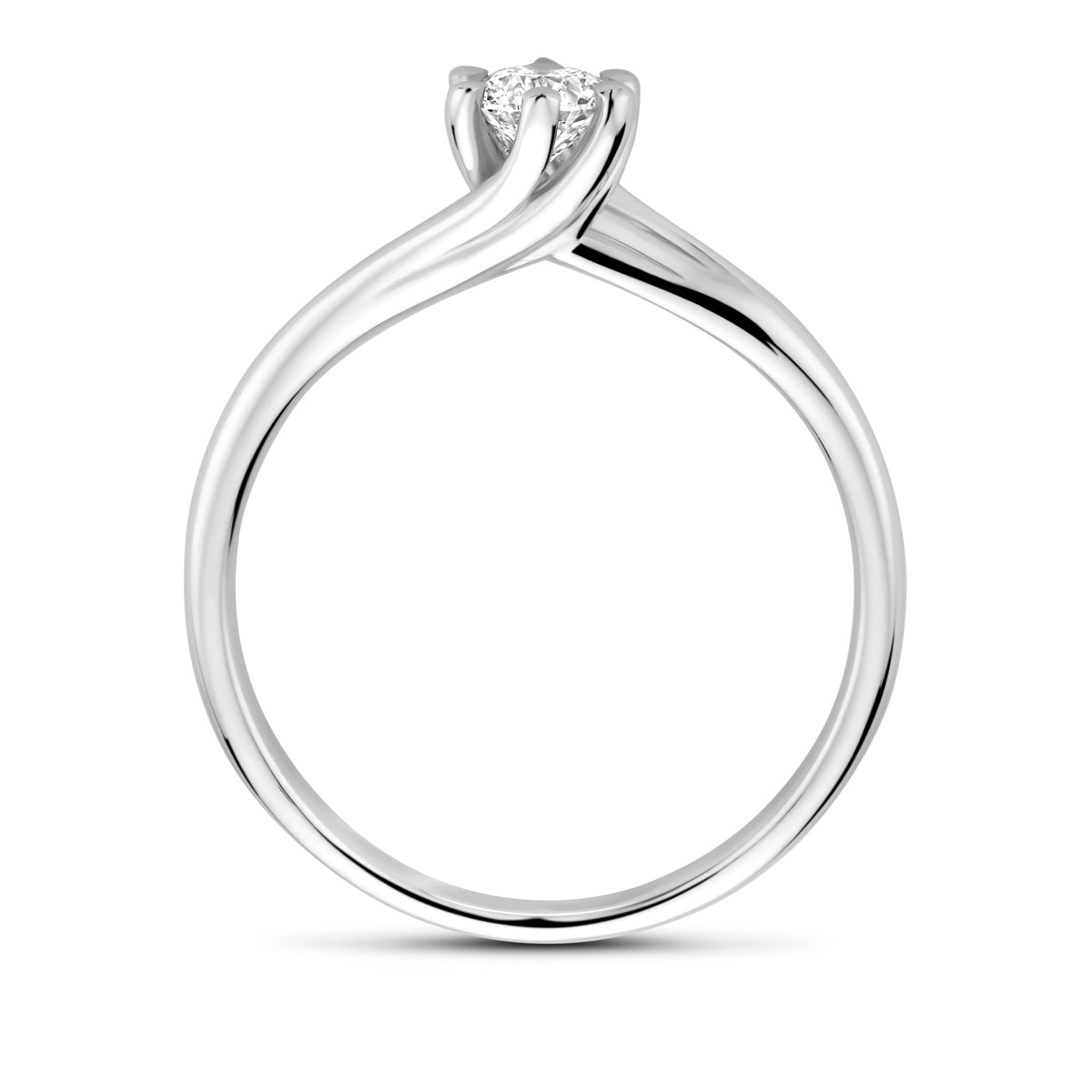 Witgouden solitair ring rond met lab grown diamant 0.30 crt 5.5 mm breed