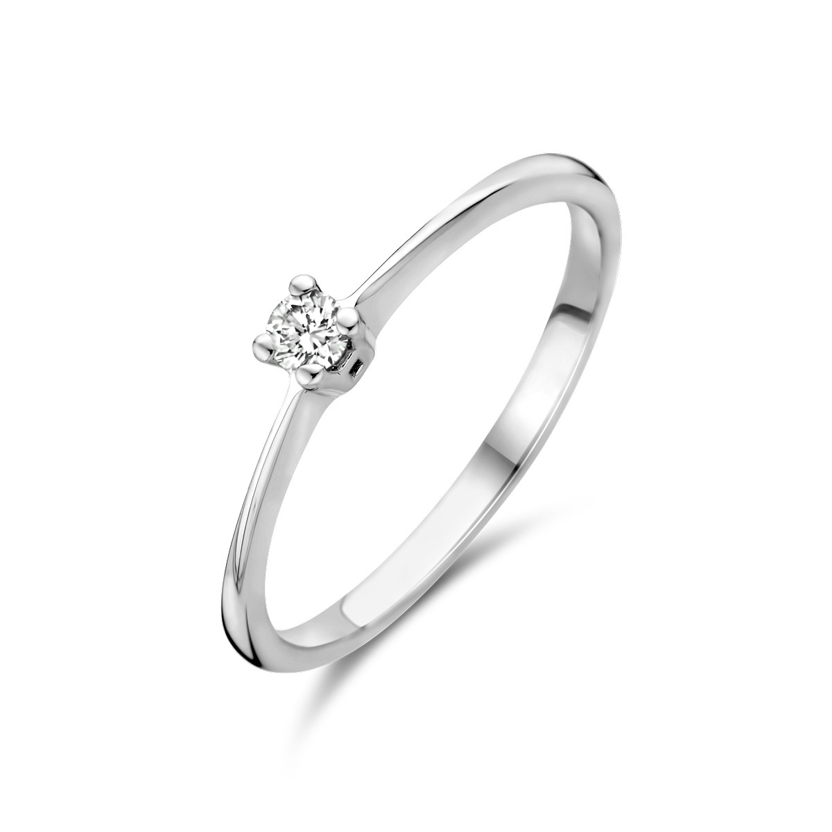 Witgouden solitaire ring met diamant 0.07 crt 3 mm