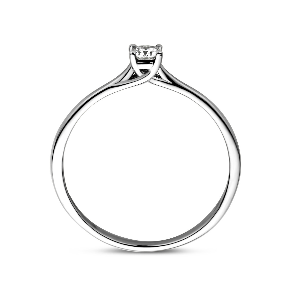 Witgouden solitaire ring met diamant 0.10 crt 3 mm