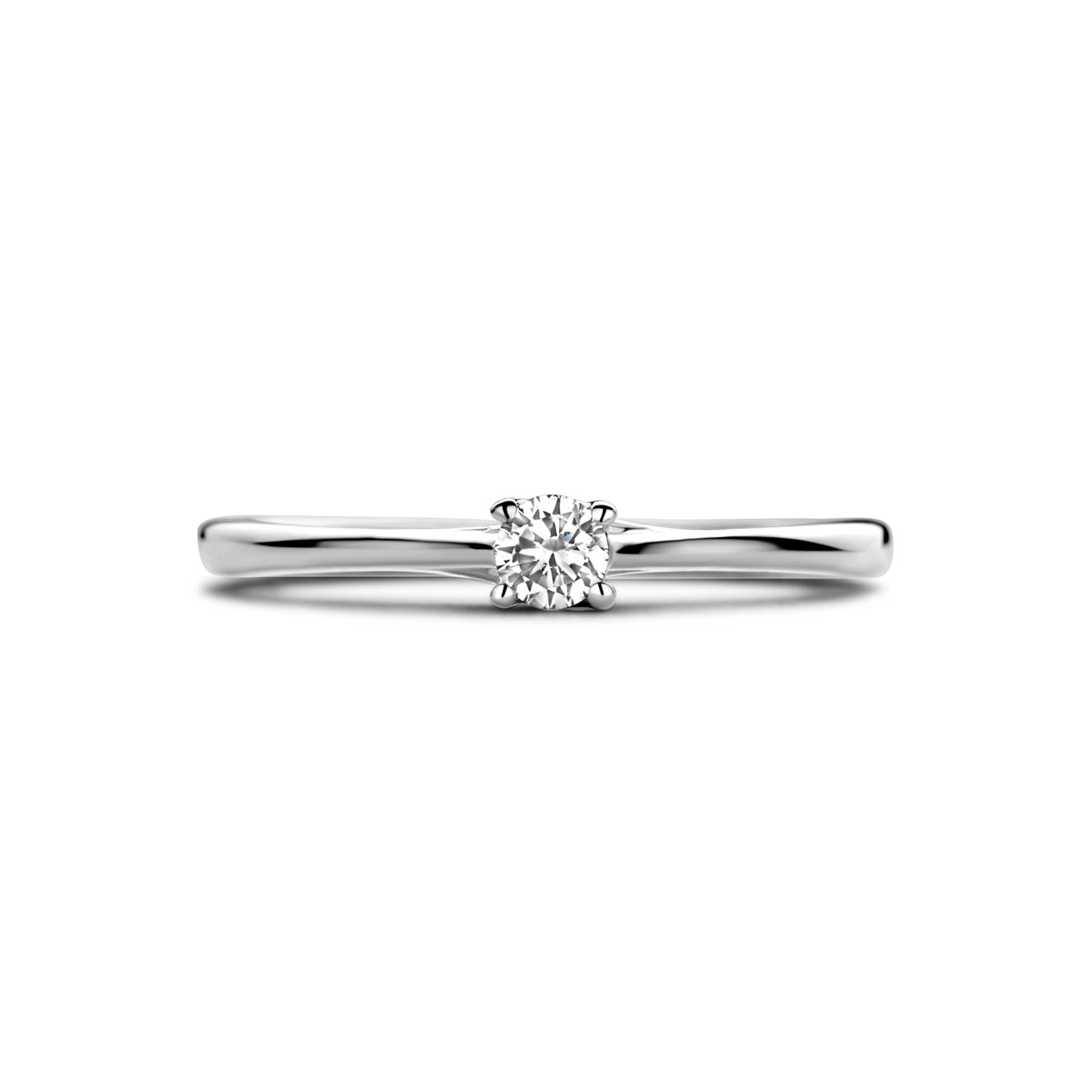 Witgouden solitaire ring met diamant 0.10 crt 3 mm