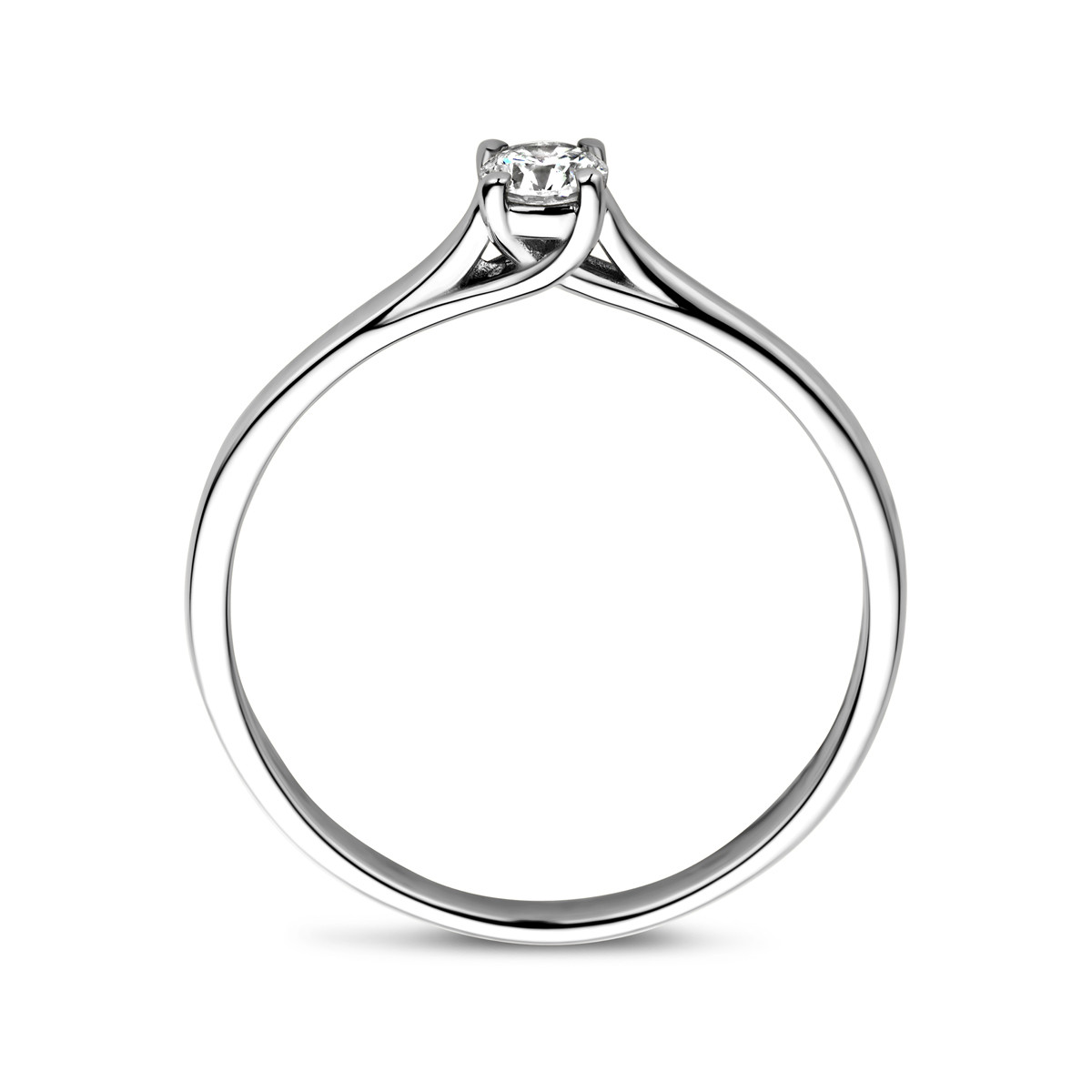Witgouden solitaire ring met diamant 0.15 crt 3.5 mm