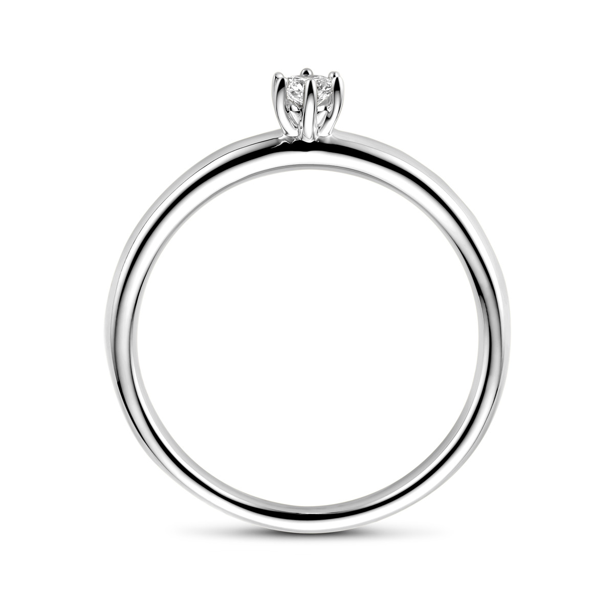 Witgouden solitaire ring met diamant van 0.10 crt 4.5 mm breed