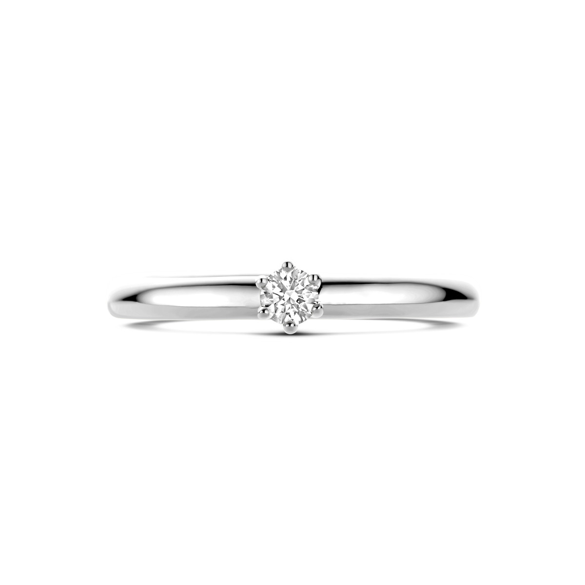 Witgouden solitaire ring met diamant van 0.10 crt 4.5 mm breed