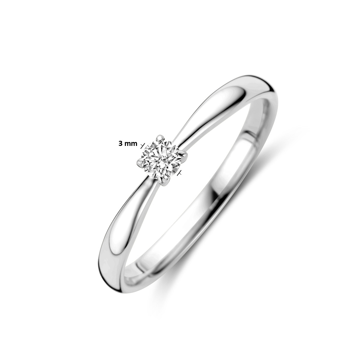 Witgouden solitaire ring met diamant van 0.10 crt