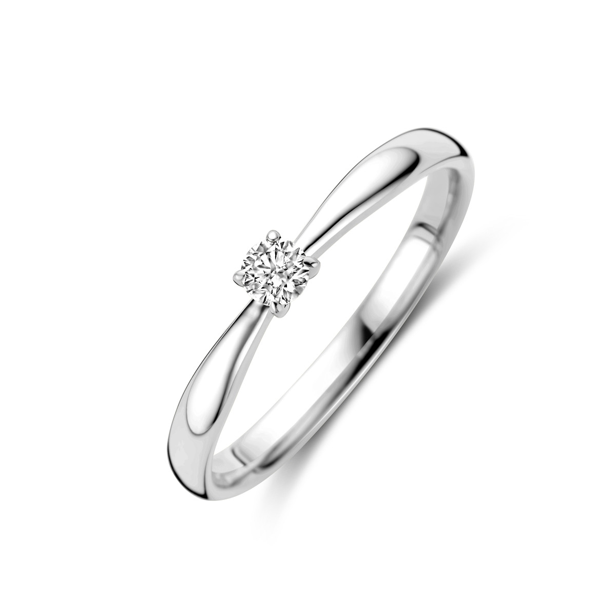Witgouden solitaire ring met diamant van 0.10 crt