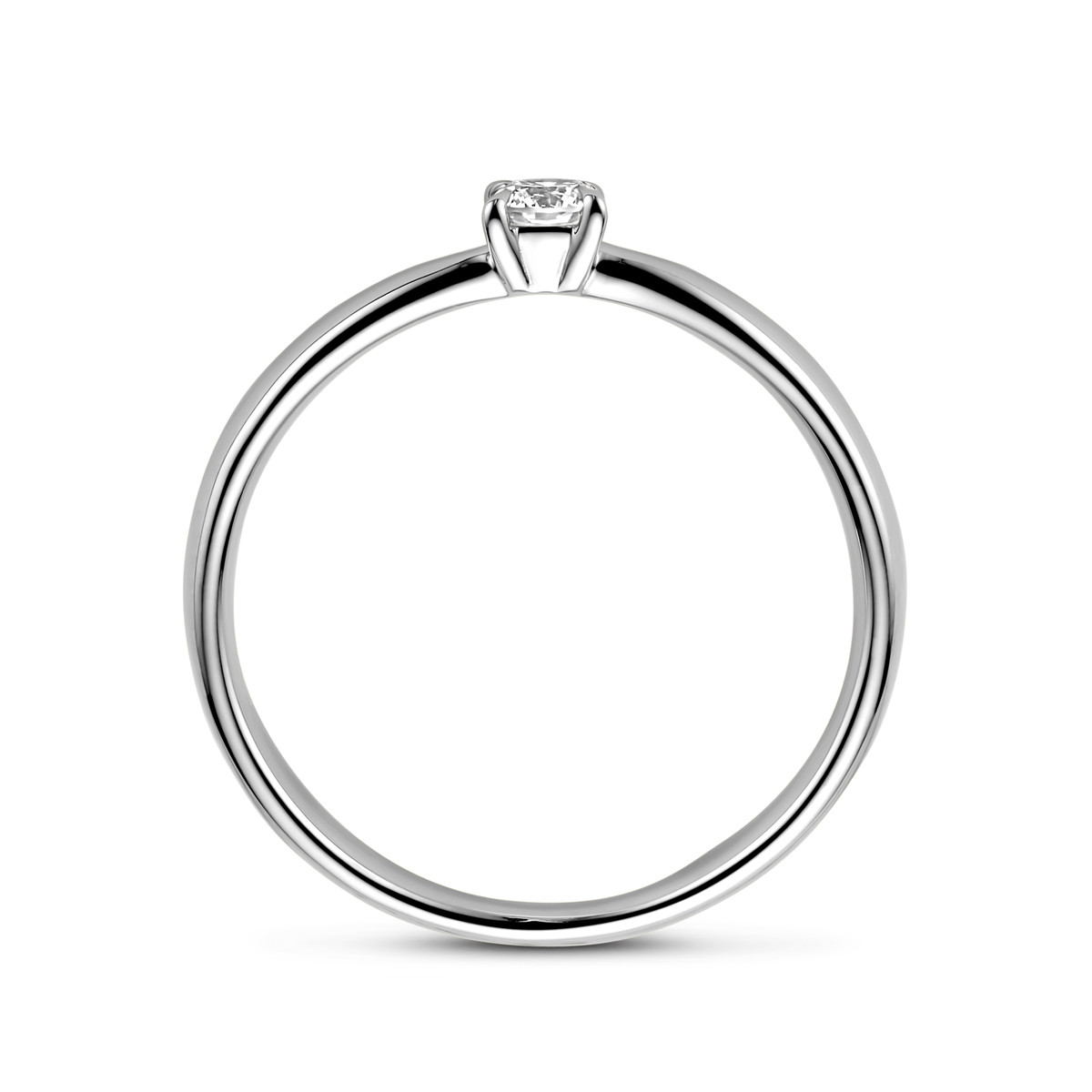 Witgouden solitaire ring met diamant van 0.15 crt 3.5 mm