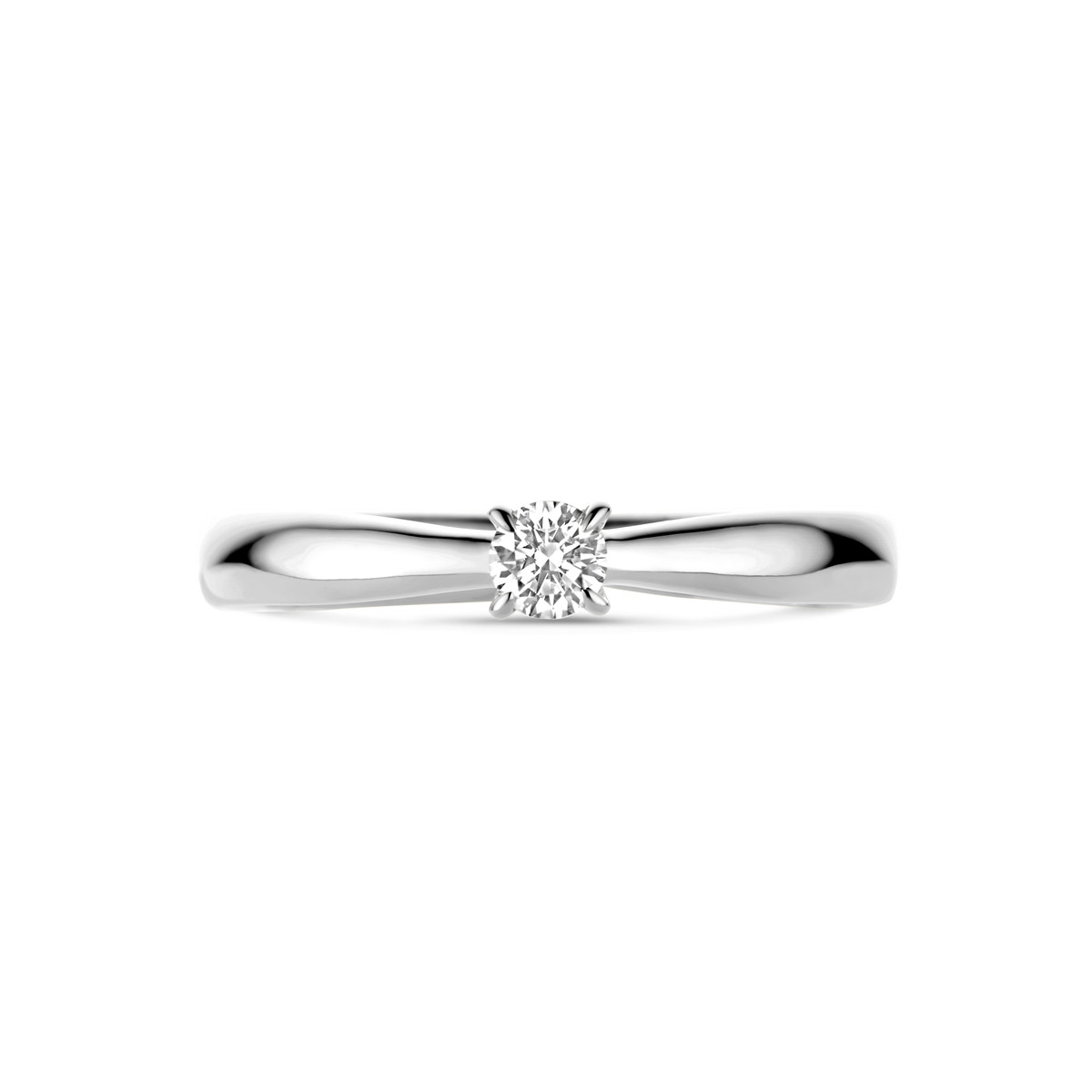Witgouden solitaire ring met diamant van 0.15 crt 3.5 mm