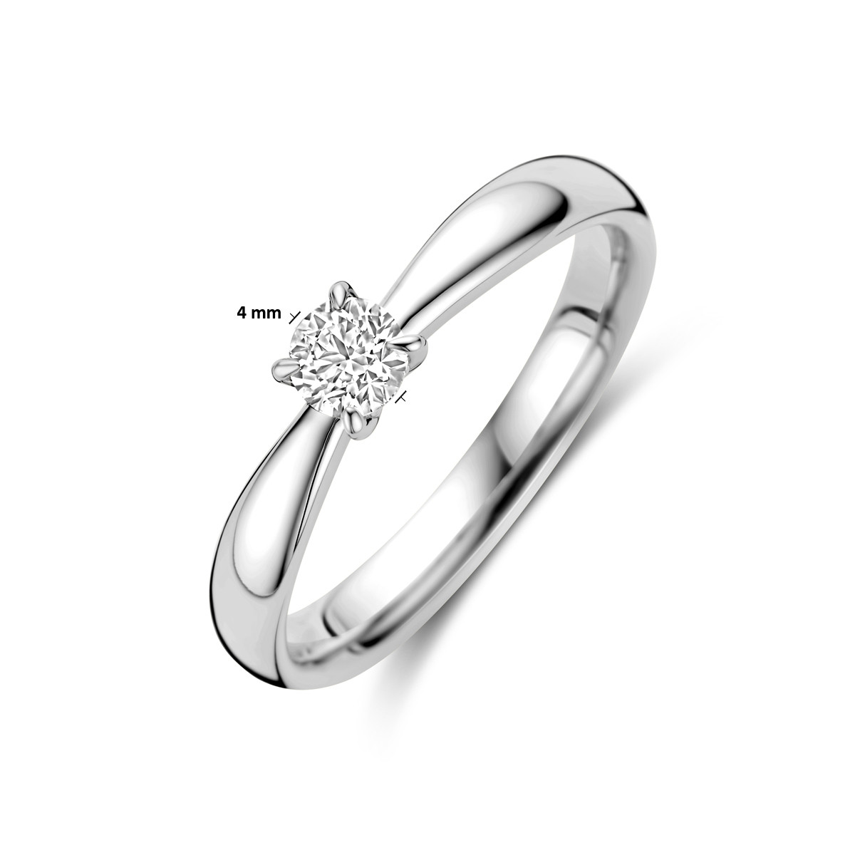 Witgouden solitaire ring met diamant van 0.25 crt 4 mm