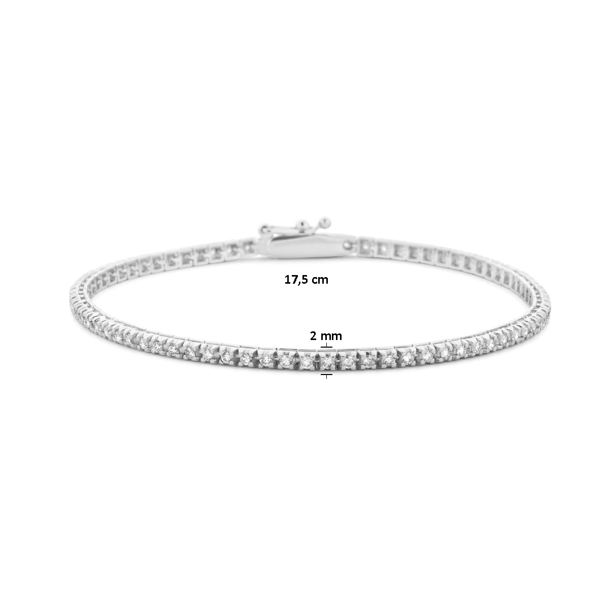 Witgouden tennisarmband met made diamonds 1.00 crt - Lengte 17.5 cm